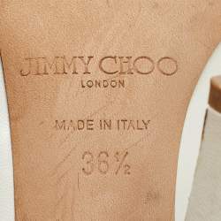 Pre Owned Jimmy Choo White Leather Romy Pearl Embellished Pointed Toe Pumps 36.5