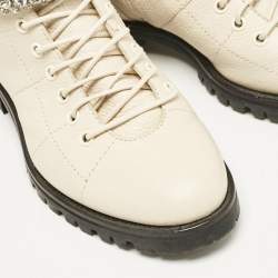 Jimmy Choo Cream Leather Cruz Ankle Boots Size 38