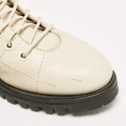Jimmy Choo Cream Leather Cruz Ankle Boots Size 38