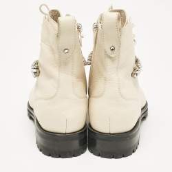 Jimmy Choo Cream Leather Cruz Ankle Boots Size 38