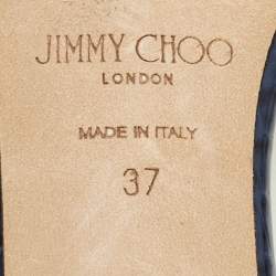 Jimmy Choo Blue Croc Embossed Leather Stacey Slide Sandals Size 37