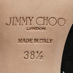 Jimmy Choo Black Suede and Feather Tacey Slingback Pumps Size 38.5