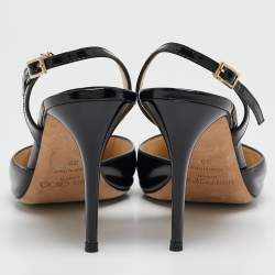 Pre Owned Jimmy Choo Black Patent Leather Tilly Slingback Pumps Size 39