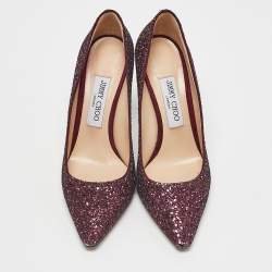 Jimmy Choo Purple Glitter Romy Pumps Size 38