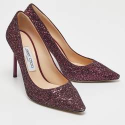 Jimmy Choo Purple Glitter Romy Pumps Size 38