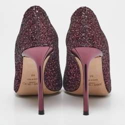 Jimmy Choo Purple Glitter Romy Pumps Size 38