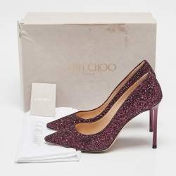 Jimmy Choo Purple Glitter Romy Pumps Size 38