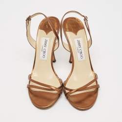 Jimmy Choo Bronze Leather Jag Slingback Sandals Size 38