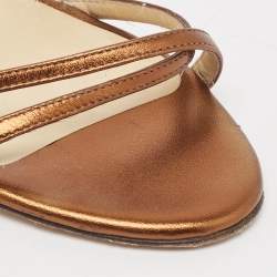 Jimmy Choo Bronze Leather Jag Slingback Sandals Size 38