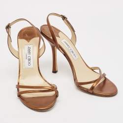 Jimmy Choo Bronze Leather Jag Slingback Sandals Size 38