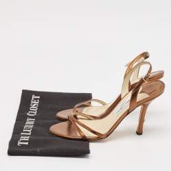 Jimmy Choo Bronze Leather Jag Slingback Sandals Size 38