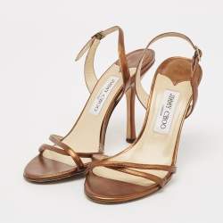 Jimmy Choo Bronze Leather Jag Slingback Sandals Size 38