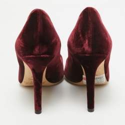 مملوكة مسبقًا Jimmy Choo Exclusive Collection Burgundy Velvet Amanda Pumps Size 36.5