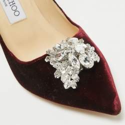 مملوكة مسبقًا Jimmy Choo Exclusive Collection Burgundy Velvet Amanda Pumps Size 36.5