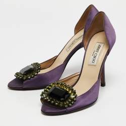 Pre Owned Jimmy Choo Purple Satin Kendal Open Toe Pumps Size 39