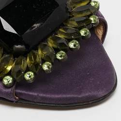 Pre Owned Jimmy Choo Purple Satin Kendal Open Toe Pumps Size 39