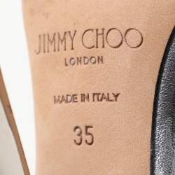 Jimmy Choo Silver Glitter Ankle Strap Sandals Size 35