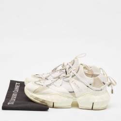Pre Owned Jimmy Choo White Leather and Mesh Diamond Trial Sneakers Size 39