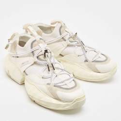 Pre Owned Jimmy Choo White Leather and Mesh Diamond Trial Sneakers Size 39