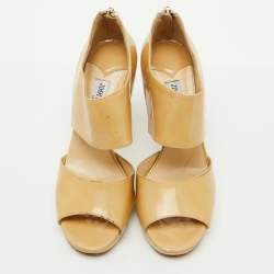 Jimmy Choo Beige Patent Leather Open Toe Pumps Size 40