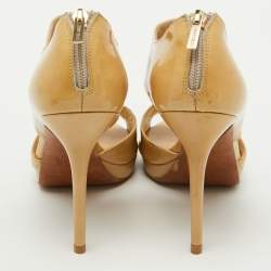 Jimmy Choo Beige Patent Leather Open Toe Pumps Size 40