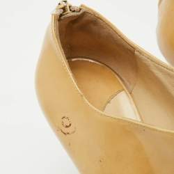 Jimmy Choo Beige Patent Leather Open Toe Pumps Size 40