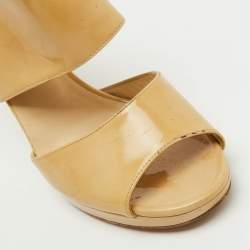Jimmy Choo Beige Patent Leather Open Toe Pumps Size 40