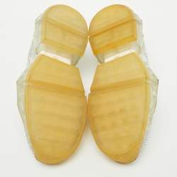 Pre Owned Jimmy Choo Metallic Suede Diamond Crystal Embellished Low Top Sneakers Size 37