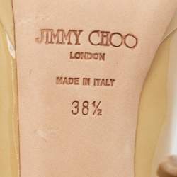 Jimmy Choo Beige Patent Leather Platform Pumps Size 38.5