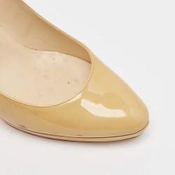 Jimmy Choo Beige Patent Leather Platform Pumps Size 38.5