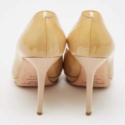 Jimmy Choo Beige Patent Leather Platform Pumps Size 38.5