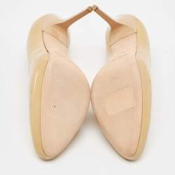 Jimmy Choo Beige Patent Leather Platform Pumps Size 38.5