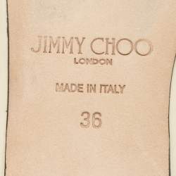 Pre Owned Jimmy Choo Cream Patent Leather Bing 65 Crystal Embellished Mule Size 36