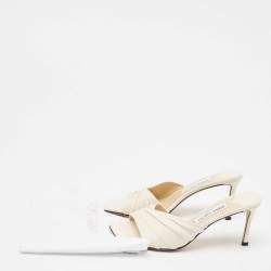 Pre Owned Jimmy Choo Cream Leather Slide Sandals Size 37