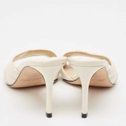 Pre Owned Jimmy Choo Cream Leather Slide Sandals Size 37
