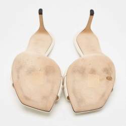 Pre Owned Jimmy Choo Cream Leather Slide Sandals Size 37