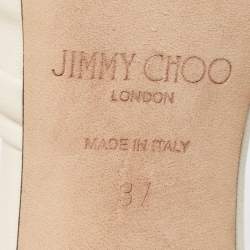 Pre Owned Jimmy Choo Cream Leather Slide Sandals Size 37