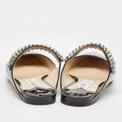 Jimmy Choo Black Patent Leather Bing Flat Mules Size 36