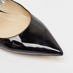Jimmy Choo Black Patent Leather Bing Flat Mules Size 36