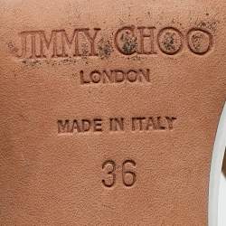 Pre Owned Jimmy Choo Silver Mirror Leather Paxton Cross Strap Sandals Size 36