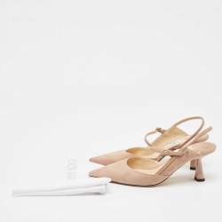 Pre Owned Jimmy Choo Beige Patent Leather and Suede Ray 100 Pumps Size 37