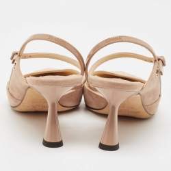 Pre Owned Jimmy Choo Beige Patent Leather and Suede Ray 100 Pumps Size 37
