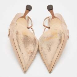 Pre Owned Jimmy Choo Beige Patent Leather and Suede Ray 100 Pumps Size 37