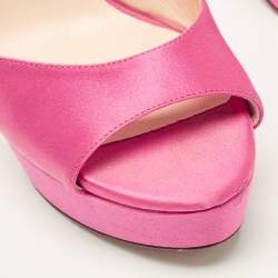 Jimmy Choo Pink Satin Ankle Strap Platform Sandals Size 37.5