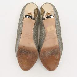 Jimmy Choo Gold Coarse Glitter Eros Platform Pumps Size 39.5