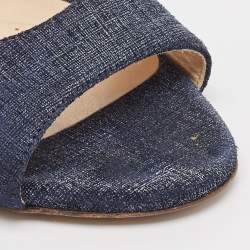 Jimmy Choo Navy Blue Denim Annie Ankle Strap Sandals Size 38