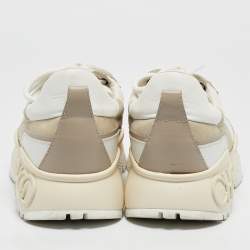 Jimmy Choo White/Beige Mesh and Suede Raine Sneakers Size 40