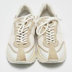Jimmy Choo White/Beige Mesh and Suede Raine Sneakers Size 40