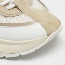 Jimmy Choo White/Beige Mesh and Suede Raine Sneakers Size 40