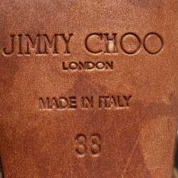 Jimmy Choo Beige/Brown Watersnake Leather Cosmic Volume Platform Pumps Size 38